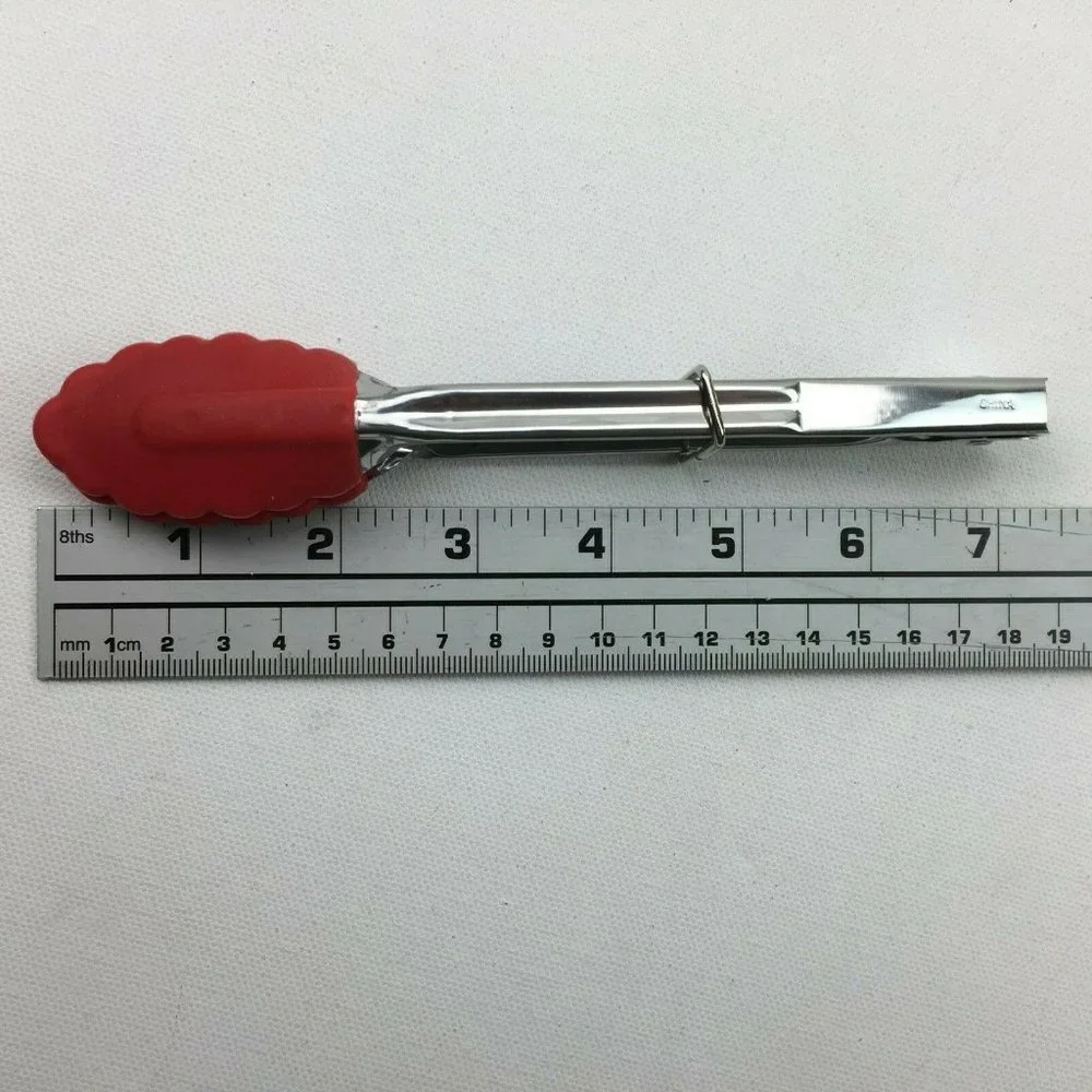 Red Silicone Kitchen Utensils Mini Set Tongs Knife Spatulas Set of 5 Spoonula